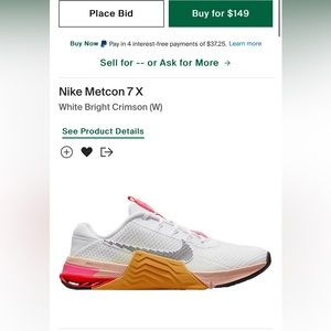 Women’s NIKE Metcon 7 Sneakers in White Black Pollen & Pink Size 8.5